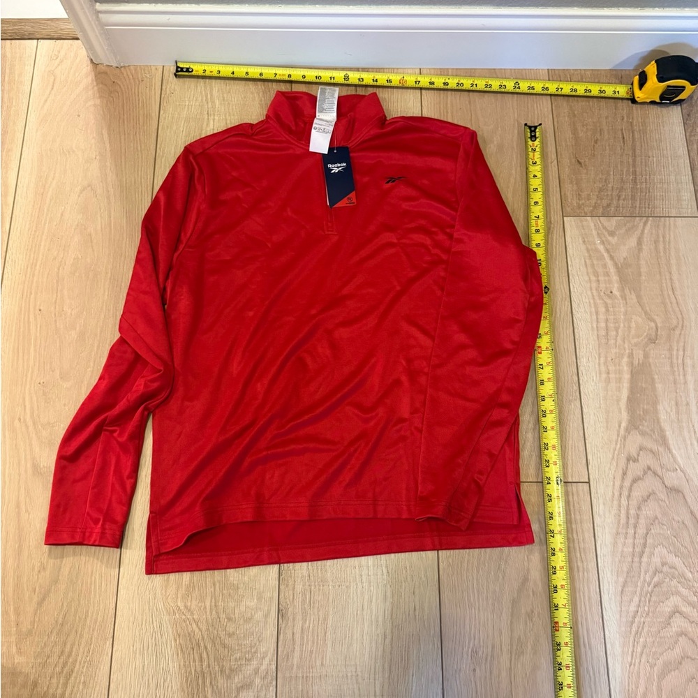 ❤️ NWT Reebok Men’s XL Red Quarter Zip Performance Pullover - Picture 3 of 4